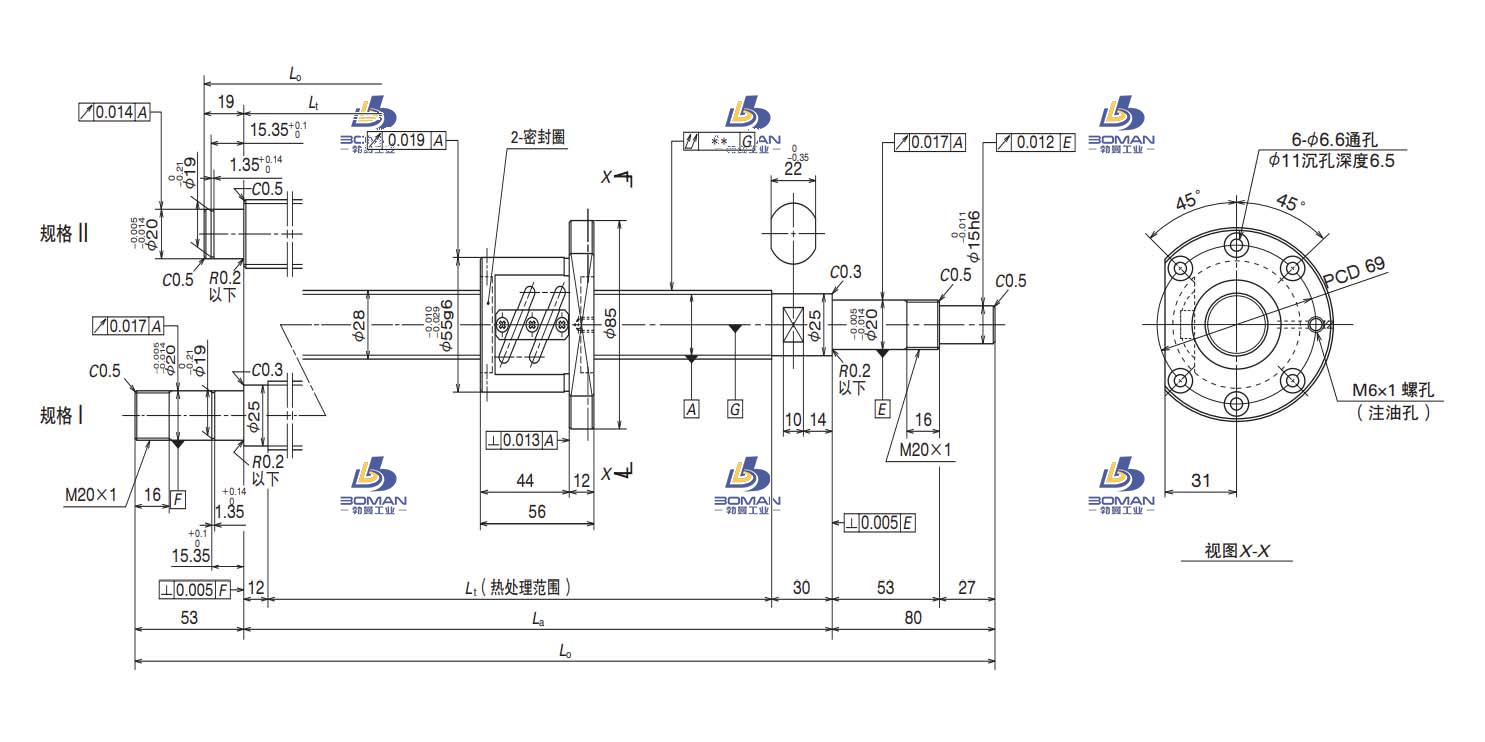 W2804SA-1P-C5Z5-SA标准滚珠丝杠