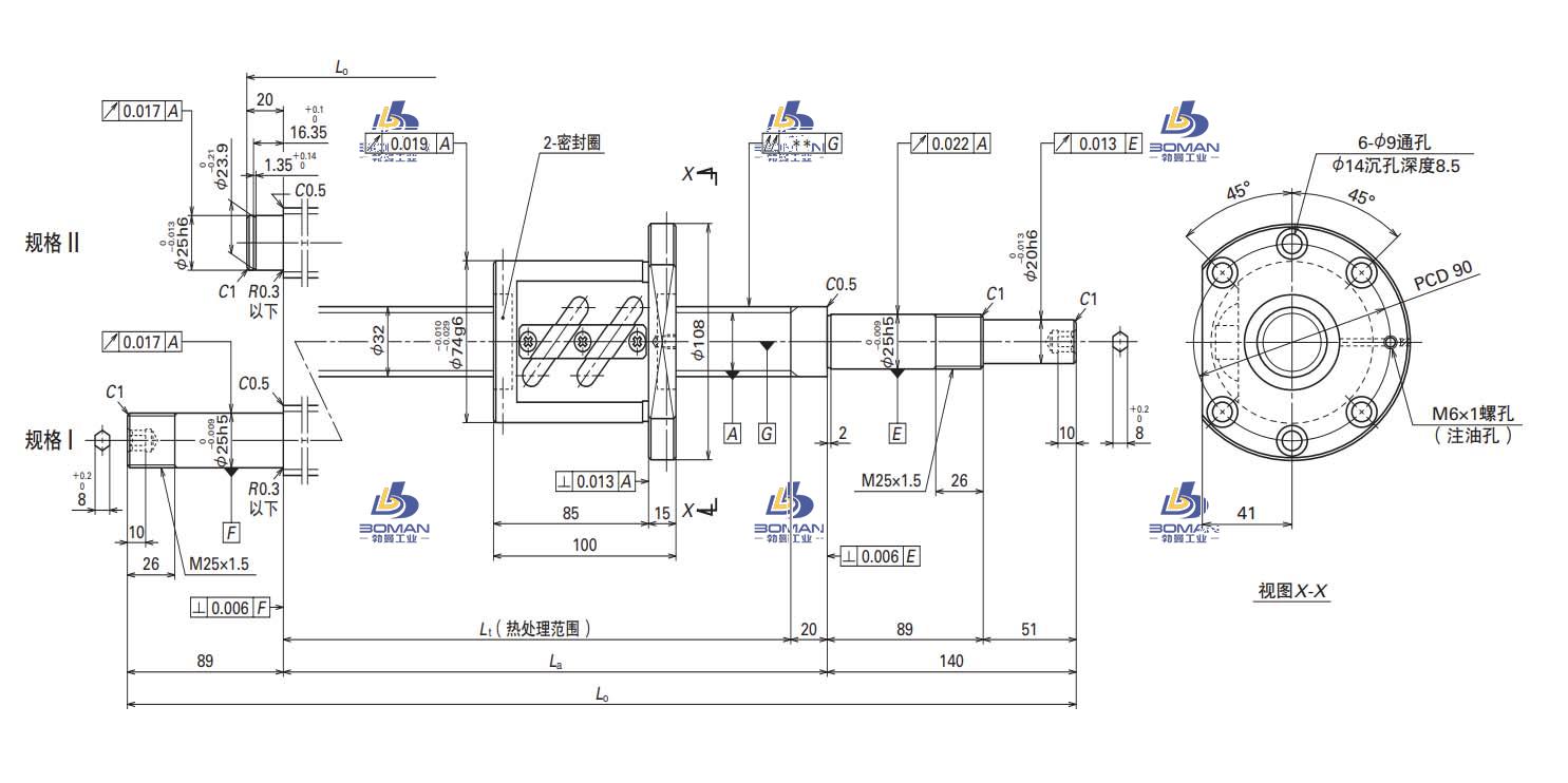 W3206SA-3Z-C5Z10-轴端完成品滚珠丝杠
