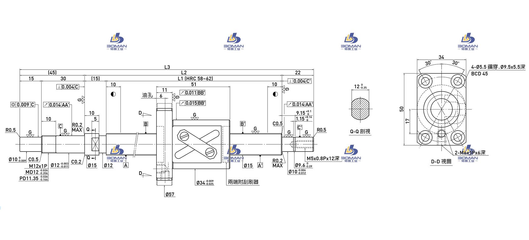 HIWIN上银 R15-10B1-FSW-339-421-0.018 上银滚珠丝杆cad免费下载